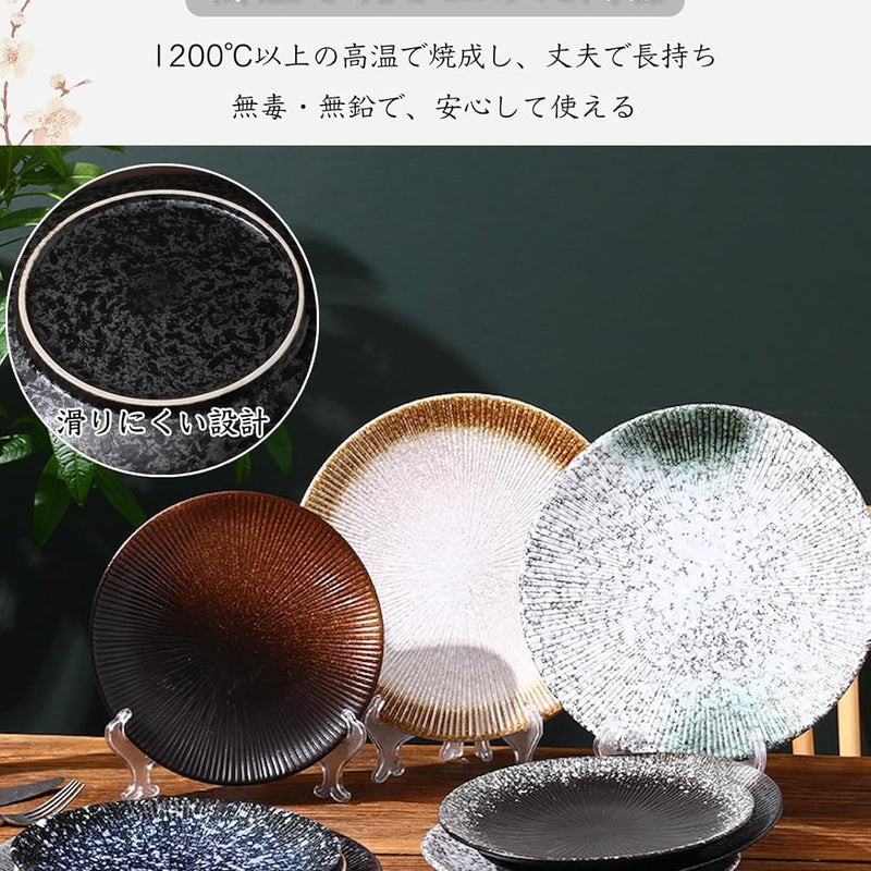 MIYUNO パスタ皿 皿 カレー皿 丸皿 プレート 焼物皿 ケーキ皿 焼き物皿 デザートプレート 取り皿 刺身皿 和食器 和皿 魚 お皿 食器セット 魚焼き器 dish 大皿 丸 陶器 陶盤 割れない 耐熱 電子レンジ 食洗機対応 和風 あじわい おしゃれ 業務用 レストラン 居酒屋 25.3cm 3枚セット TCPYX14