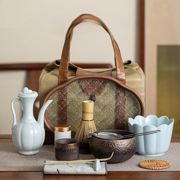 茶道具 セット 抹茶セット お点前セット 14点セット 茶筅 茶せん 百本立 茶筅立て くせ直し 茶杓 茶壺 陶器茶杓立て 茶筒 トレイ付き 初心者 抹茶スターター おうち時間グッズ お手入れも簡単 母の日 父の日 誕生日 贈り物 鎏金