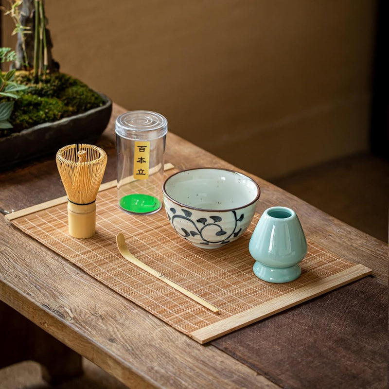 MIYUNO 抹茶セット 初心者 3点セット お点前セット 陶磁器茶碗 茶杓 茶せん 百本立 茶道具 抹茶 茶道 セット お手入れも簡単 母の日 父の日 誕生日 贈り物 400ml