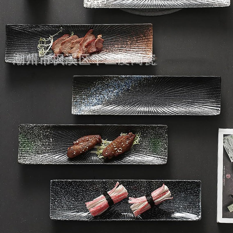 長角皿 2枚セット 29.7×8cm お皿セット すし 焼き物皿 魚 皿 刺身皿 焼き魚皿 寿司皿 長皿 長方形 プレート 食器 レストラン 居酒屋 和風 おしゃれ