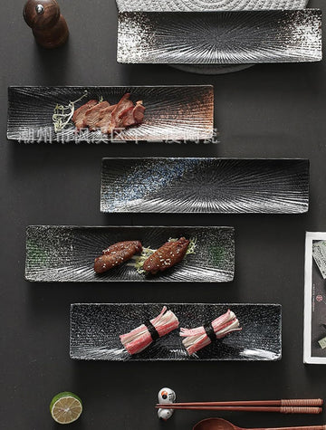 長角皿 2枚セット 29.7×8cm お皿セット すし 焼き物皿 魚 皿 刺身皿 焼き魚皿 寿司皿 長皿 長方形 プレート 食器 レストラン 居酒屋 和風 おしゃれ