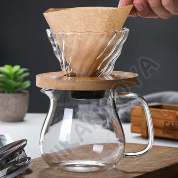 コーヒードリッパー ハンドドリップセット コーヒーサーバー 割れない コーヒー サーバー 高ホウ素シリカガラス材料 耐熱ガラス 直火対応 耐寒性 透明 電子レンジ·食洗機対応 目盛り付き コーヒー用品 使いやすい 洗いやすい 多用途 家用 喫茶店 1~2杯用 300ml