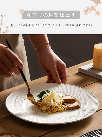 ディナープレート 皿 丸皿 焼物皿 ケーキ皿 パスタ皿 プレート 焼き物皿 デザートプレート 取り皿 刺身皿 和食器 和皿 魚 お皿 食器セット 魚焼き器 dish 大皿 丸 陶器 陶盤 割れない 耐熱 電子レンジ 食洗機対応 和風 あじわい おしゃれ 業務用 レストラン 居酒屋 26.8cm 3枚セット TCPYX11