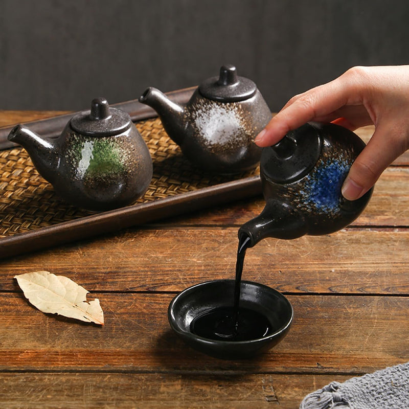 MIYUNO 醤油差し 陶器 醤油 陶器製 しょうゆ差し 和風 ソース 調味料入れ おしゃれ ドレッシング ボトル 調味料ポット 和食器 料理 酢 油入れ オイル容器 料理用 サラダ 高温耐性 漏れ防止 200ml 食卓用 刺身 ラーメン プレゼント カラー7