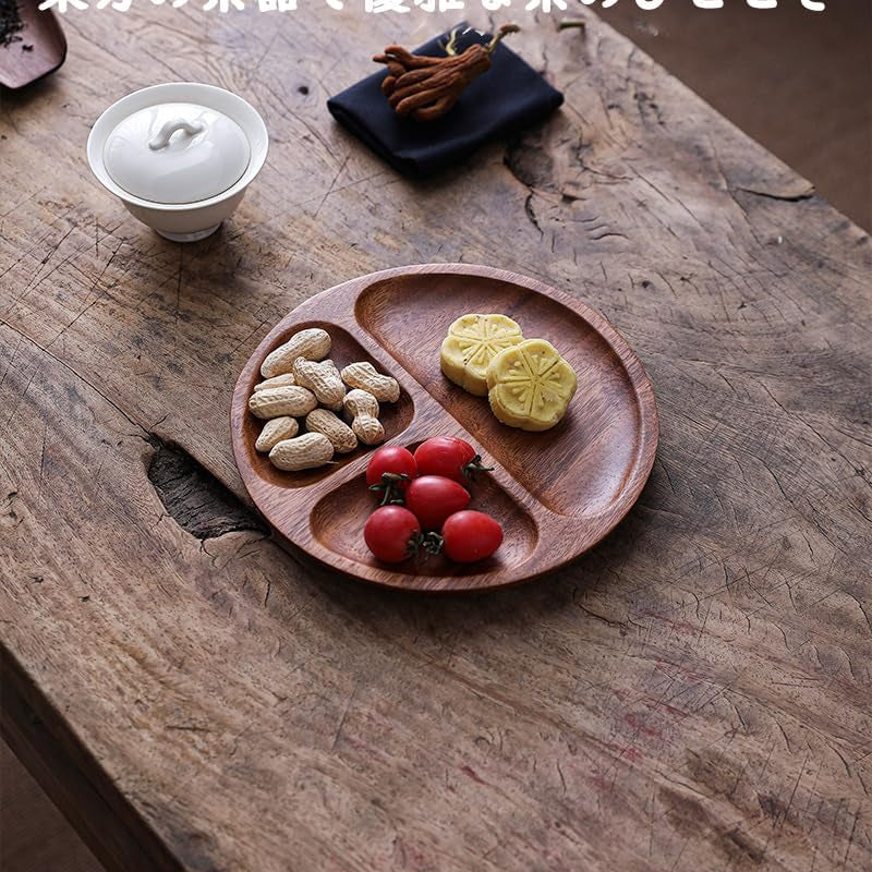 トレイ 仕切り 果物皿 茶盤 ウォールナット トレー 木製 おしゃれ フルーツプレート 茶席 天然素材 胡桃色 クルミ サービングトレイ ナチュラル 盆 多用途 茶席 キッチン雑貨 ギフトにも クルミ トレイ 中国茶器 急須置き 漆塗り 木目 TM02