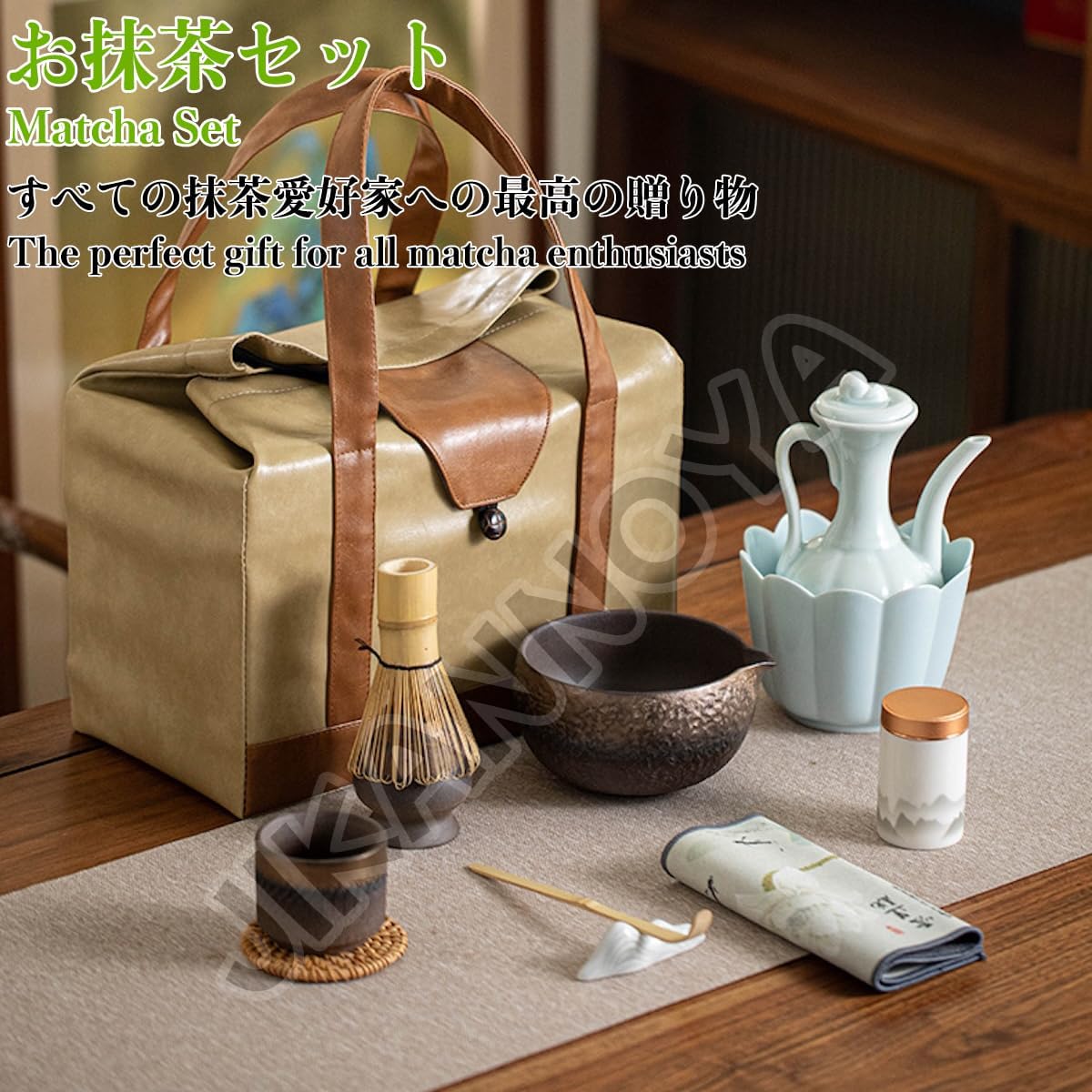 茶道具 セット 抹茶セット お点前セット 14点セット 茶筅 茶せん 百本立 茶筅立て くせ直し 茶杓 茶壺 陶器茶杓立て 茶筒 トレイ付き 初心者 抹茶スターター おうち時間グッズ お手入れも簡単 母の日 父の日 誕生日 贈り物 鎏金