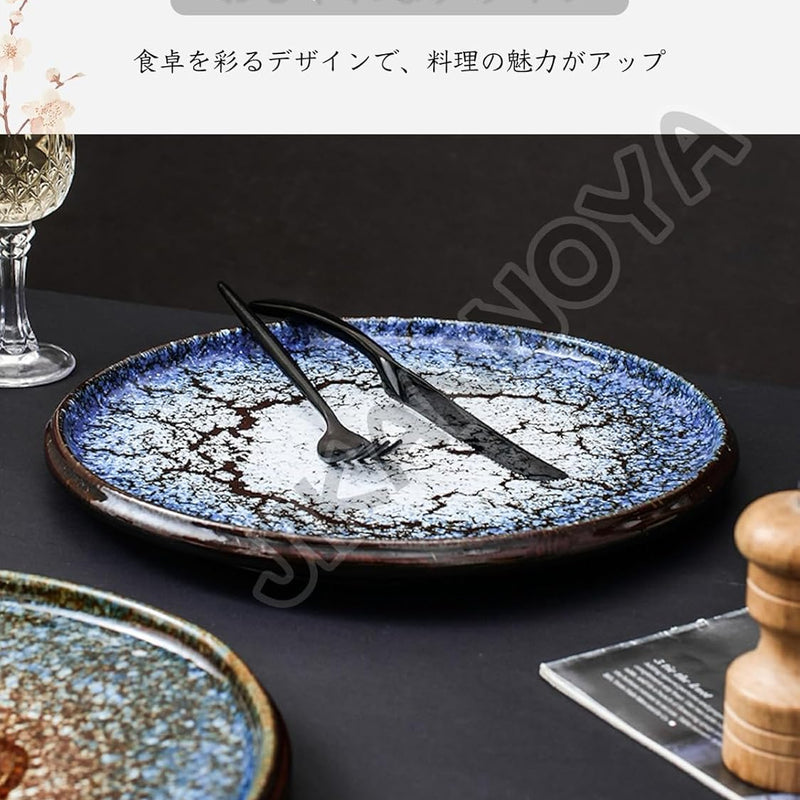 MIYUNO 皿 丸皿 大皿 プレート 焼物皿 ケーキ皿 パスタ皿 プレート 焼き物皿 デザート取り皿 刺身皿 和食器 和皿 魚 お皿 食器 魚焼き器 dish 丸 陶器 陶盤 割れない 耐熱 電子レンジ 食洗機対応 和風 あじわい おしゃれ 業務用 レストラン 居酒屋 北欧 29cm 北欧 TCPYX07