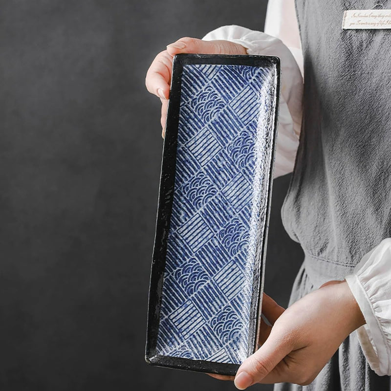 長角皿 陶器 お皿セット すし 焼き物皿 魚 皿 刺身皿 焼き魚皿 寿司皿 長皿 魚料理 和食 揚げ物 お茶 ソース入 薬味壺 長方形 プレート 食器 レストラン 居酒屋 和風 磁器 おしゃれ QIUWENP