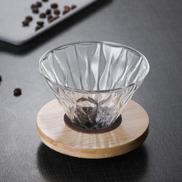 MIYUNO コーヒードリッパー,コーヒーサーバー コーヒードリッパー ハンドドリップセット コーヒーサーバー 割れない 高ホウ素シリカガラス材料 耐熱ガラス 直火対応 耐寒性 クルミ材 ドリッパー 電子レンジ·食洗機対応 コーヒー用品 使いやすい 洗いやすい 多用途 家用 喫茶店 1~4杯用 500ml グレー