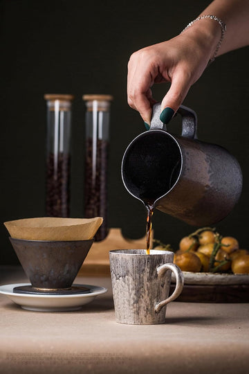 コーヒードリッパー コーヒーサーバーセット 450ml 復古 陶磁器製 ハンドドリップセット コーヒーサーバー ドリッパー 電子レンジ·食洗機対応 コーヒー用品 洗いやすい 多用途 家用 喫茶店 プレゼント おしゃれ 1~4杯用 鎏金