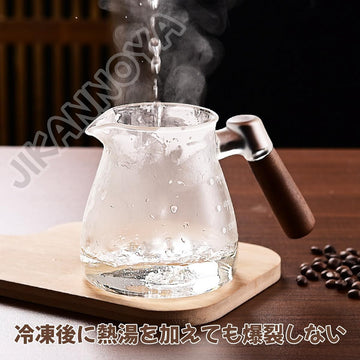 MIYUNO コーヒードリッパー,コーヒーサーバー コーヒーサーバー コーヒードリッパー ハンドドリップセット 割れない コーヒー サーバー 高ホウ素シリカガラス材料 耐熱ガラス 直火対応 耐寒性 透明 蓋付き 木製ハンドル 電子レンジ·食洗機対応 目盛り付き コーヒー用品 使いやすい 洗いやすい 多用途 家用 喫茶店 1~4杯用 500ml