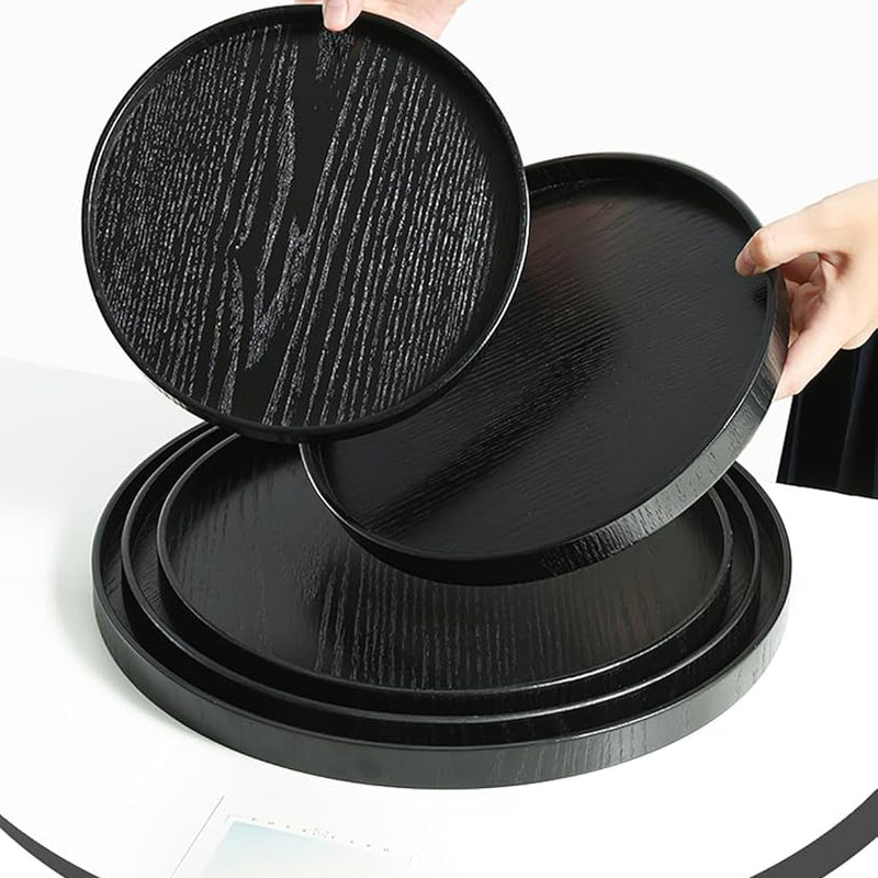 MIYUNOトレー 木製 茶席 お盆 丸型 トレイ ガラス 小物入れ 茶道具 茶托 おしゃれ 盛器 ガラス皿 小物入れ 茶道具 お皿 小皿 豆皿 カフェトレー ティートレー 茶器 急須置き 急須受台 お洒落 便利 家庭用 業務用