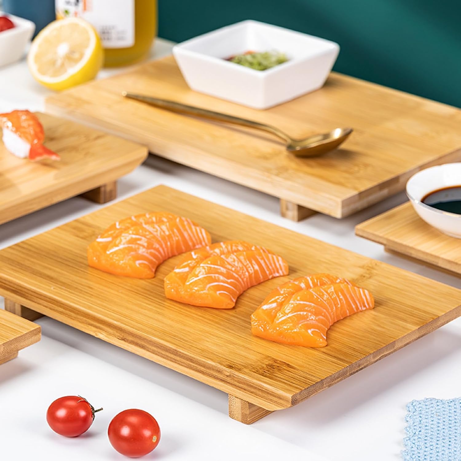寿司下駄 寿司盛台 ランチプレート 食器 寿司 寿司皿 刺身盛台 和食 寿司プレート 盛器 刺身やお寿司の盛り付けに sushi 刺身盛り合わせ 業務用 飲食店 日本料理 高級料亭 宴会用 家庭用 木製 21*12*3cm