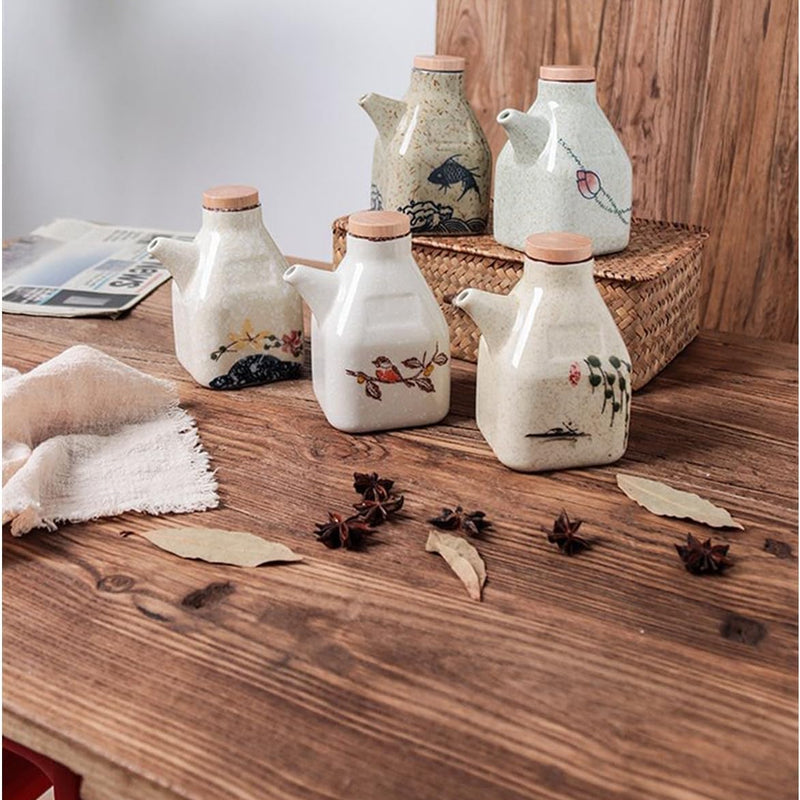 MIYUNO 醤油差し 陶器 しょうゆ差し 醤油 ソース 調味料入れ おしゃれ 陶器製 和風 ドレッシング ボトル 調味料ポット 和食器 料理 酢 油入れ オイル容器 料理用 サラダ 高温耐性 漏れ防止 食卓用 刺身 ラーメン プレゼント カラー1