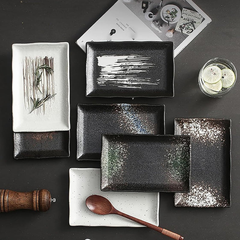 長角皿 陶器 お皿セット すし 焼き物皿 魚 皿 刺身皿 焼き魚皿 寿司皿 長皿 魚料理 和食 揚げ物 お茶 ソース入 薬味壺 長方形 プレート 食器 レストラン 居酒屋 和風 磁器 おしゃれ HEKOUP