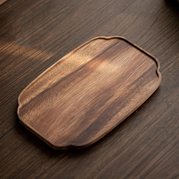 お盆 木製トレー 滑らないトレー ウオルナット 天然木 多目的トレイ 小物入れ 北欧 トレイ カフェトレー コースター 茶托 ティートレー 前菜プレート ランチョン お膳 お茶 食事用 卓上用トレイ 定食用 多機能 便利 家庭用 業務用 28×18cm 2個入り