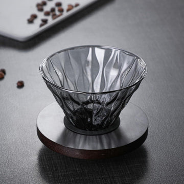 MIYUNO コーヒードリッパー,コーヒーサーバー コーヒードリッパー ハンドドリップセット コーヒーサーバー 割れない 高ホウ素シリカガラス材料 耐熱ガラス 直火対応 耐寒性 クルミ材 ドリッパー 電子レンジ·食洗機対応 コーヒー用品 使いやすい 洗いやすい 多用途 家用 喫茶店 1~4杯用 500ml グレー