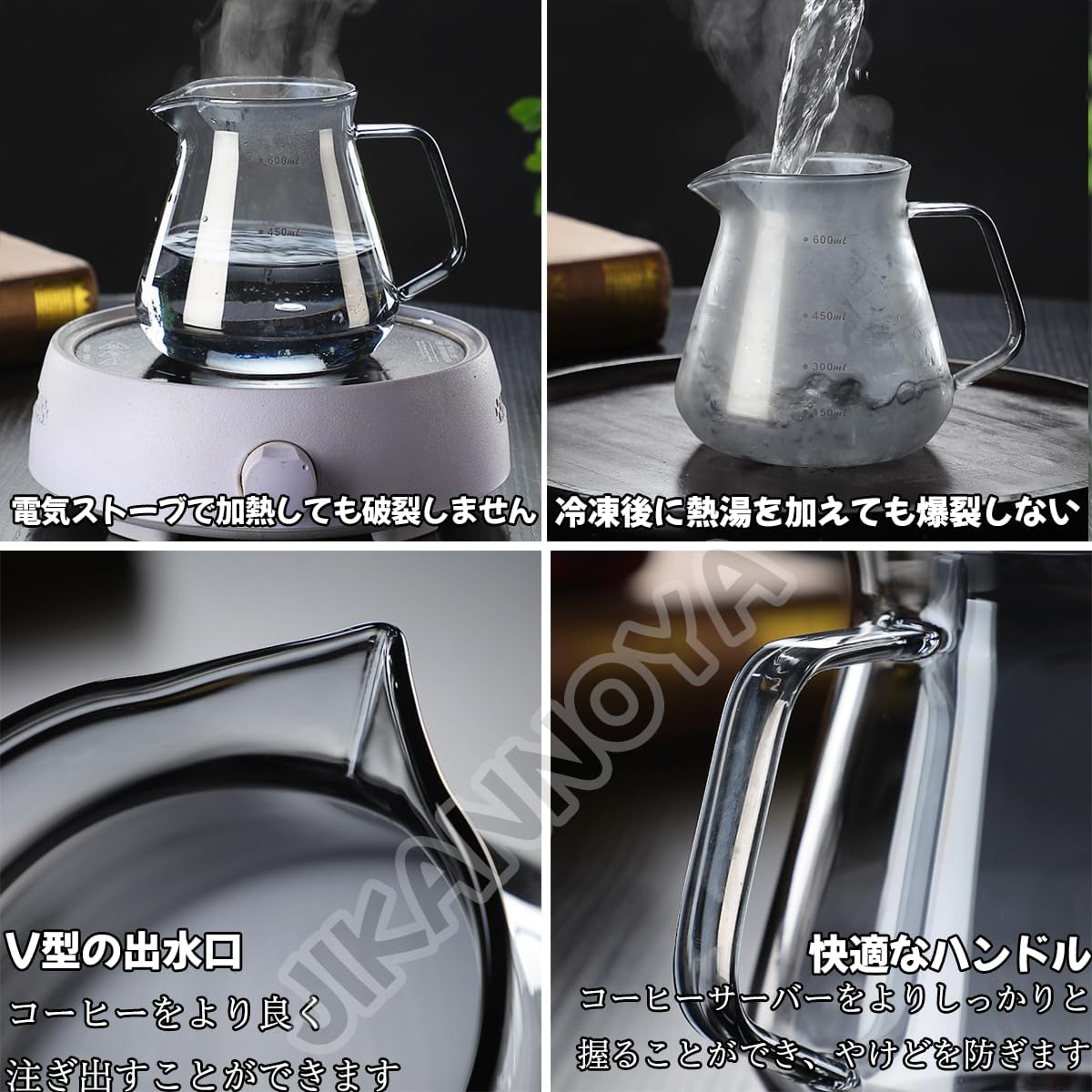 MIYUNO コーヒードリッパー,コーヒーサーバー コーヒードリッパー ハンドドリップセット コーヒーサーバー 割れない コーヒー サーバー 高ホウ素シリカガラス材料 耐熱ガラス 直火対応 耐寒性 透明 蓋付き 電子レンジ·食洗機対応 目盛り付き コーヒー用品 使いやすい 洗いやすい 多用途 家用 喫茶店 1~2杯用 450ml