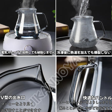 MIYUNO コーヒードリッパー,コーヒーサーバー コーヒードリッパー ハンドドリップセット コーヒーサーバー 割れない コーヒー サーバー 高ホウ素シリカガラス材料 耐熱ガラス 直火対応 耐寒性 透明 蓋付き 電子レンジ·食洗機対応 目盛り付き コーヒー用品 使いやすい 洗いやすい 多用途 家用 喫茶店 1~2杯用 450ml