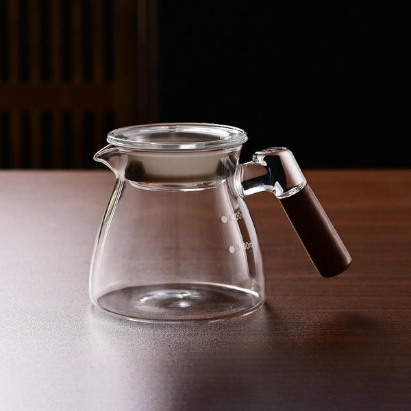 コーヒードリッパー ハンドドリップセット コーヒーサーバー 割れない コーヒー サーバー 高ホウ素シリカガラス材料 耐熱ガラス 直火対応 耐寒性 透明 蓋付き 木製ハンドル 電子レンジ·食洗機対応 目盛り付き コーヒー用品 使いやすい 洗いやすい 多用途 家用 喫茶店 1~2杯用 400ml