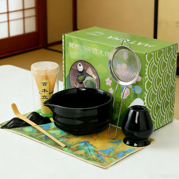 『matcha set』抹茶セット 茶道具 7点 フルセット 抹茶碗 茶筅 茶杓 茶筅立て 茶巾 茶こし 茶漉し 茶道体験 手作り上釉り 茶道の練習 家庭用 初心者向け 抹茶セット 和風 オールシーズン対応 抹茶ラテ作りに最適 プレゼント (まっちゃ（7個セット）