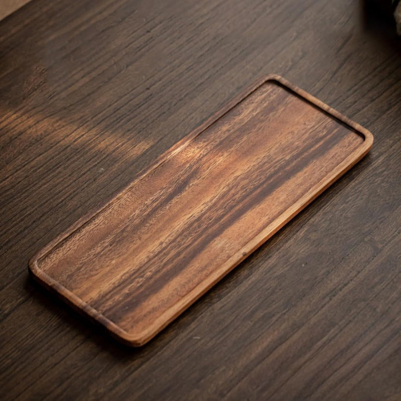 お盆 木製トレー 滑らないトレー ウオルナット 天然木 多目的トレイ 小物入れ 北欧 トレイ カフェトレー コースター 茶托 ティートレー 前菜プレート ランチョン お膳 お茶 食事用 卓上用トレイ 定食用 多機能 便利 家庭用 業務用 28×18cm 2個入り