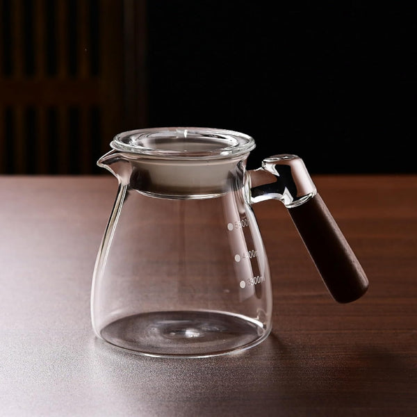 コーヒードリッパー,コーヒーサーバーJIKANNOYA コーヒーサーバー コーヒードリッパー ハンドドリップセット 割れない コーヒー サーバー 高ホウ素シリカガラス材料 耐熱ガラス 直火対応 耐寒性 透明 蓋付き 木製ハンドル 電子レンジ·食洗機対応 目盛り付き コーヒー用品 使いやすい 洗いやすい 多用途 家用 喫茶店 1~4杯用 500ml