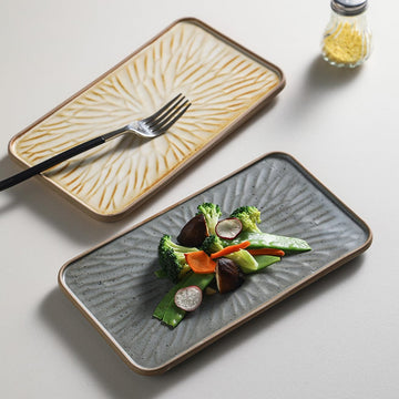 MIYUNO 焼き物皿 和食器 刺身皿 陶器 長皿 磁器 皿 角皿 焼物皿 焼き魚皿 魚料理 レストラン 居酒屋 和風 おしゃれ 電子レンジ 食洗機対応 食器 お皿セット 1枚 カラー2 25.5x14x1.6cm