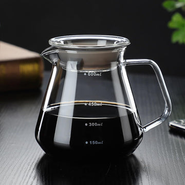 MIYUNO コーヒードリッパー,コーヒーサーバー コーヒードリッパー ハンドドリップセット コーヒーサーバー 割れない コーヒー サーバー 高ホウ素シリカガラス材料 耐熱ガラス 直火対応 耐寒性 透明 蓋付き 電子レンジ·食洗機対応 目盛り付き コーヒー用品 使いやすい 洗いやすい 多用途 家用 喫茶店 1~2杯用 450ml