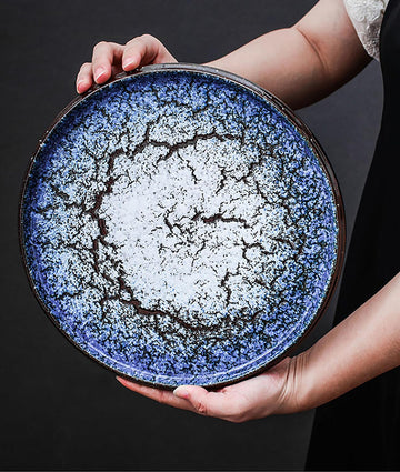 大皿 プレート 12寸皿 2セット 直径約29.5cm 陶器 和食器 中皿 盛皿 デザート皿 窯変 おしゃれ 食器 洋食 和食 カフェ風 北欧風 家庭用 居酒屋 和風 料亭 旅館 飲食店 業務用 電子レンジ 食洗機対応 12CUNXICAN