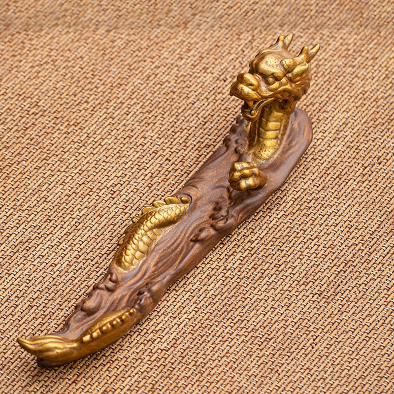 JIKANNOYA お香立て 横置き 龍 線香立て 灰がこぼれない 陶器 おしゃれ インセンスホルダー 香炉 線香皿 線香 御洒落 人気 仏壇用 睡眠 リラックス 茶室 茶道 瞑想 書斎 長さ31cm ブルー