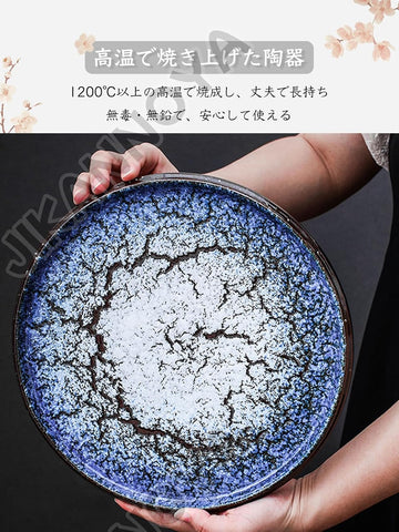 MIYUNO 皿 丸皿 大皿 プレート 焼物皿 ケーキ皿 パスタ皿 プレート 焼き物皿 デザート取り皿 刺身皿 和食器 和皿 魚 お皿 食器 魚焼き器 dish 丸 陶器 陶盤 割れない 耐熱 電子レンジ 食洗機対応 和風 あじわい おしゃれ 業務用 レストラン 居酒屋 北欧 29cm 北欧 TCPYX07
