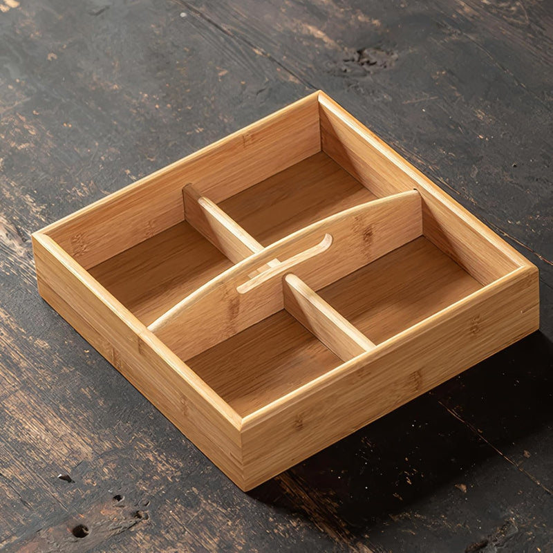 トレー お盆 竹製 滑らないトレー 天然竹 多目的トレイ 小物入れ 北欧 トレイ カフェトレー コースター 茶托 ティートレー 前菜プレート ランチョン お膳 お茶 食事用 卓上用トレイ 定食用 多機能 便利 家庭用 業務用 9グリッド 30.8×30.8×5cm