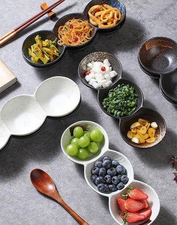 三品皿 3セット 丸型 窯変 陶器 薬味皿 付出皿 仕切り皿 三連皿 たれ皿 醤油 焼き肉 タレ皿 焼肉 調味料 副菜 タレ入れ 薬味入れ 料亭 旅館 和食器 飲食店 居酒屋 業務用 お供に 食洗器 電子レンジ対応 ギフト おしゃれ SPYUAN